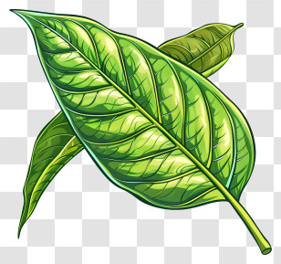 Mango Leaf - Green Leaf Illustration With Detailed Texture Transparent PNG
