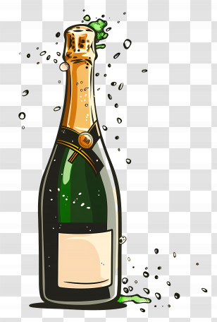 Champagne - Celebratory Champagne Bottle Illustration Transparent PNG