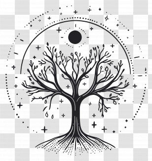 September Equinox - Mystical Tree Illustration Transparent PNG