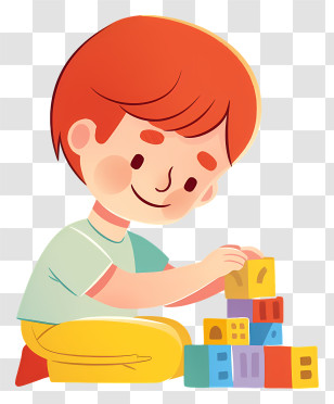 Children Kindergarten - Child Playing With Colorful Blocks Transparent PNG