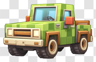 Minecraft Car - Cartoon Green Pickup Truck Transparent PNG
