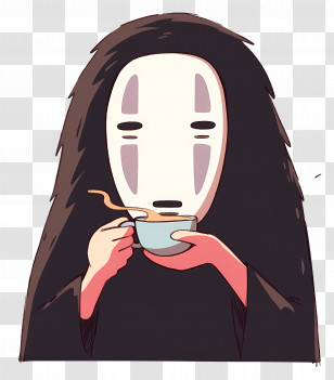 Spirited Away - Masked Character Drinking Tea Illustration Transparent PNG