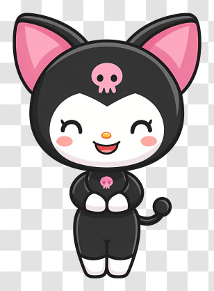 Kuromi Kawaii - Cute Cat Character With Pink Ears Transparent PNG