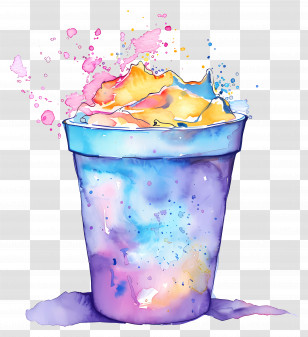 Watercolor Yogurt Cup - Colorful Drink Illustration For Refreshment Transparent PNG