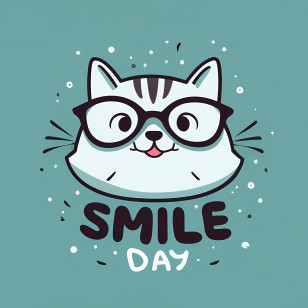 World Smile Day - Happy Cat With Glasses Transparent PNG
