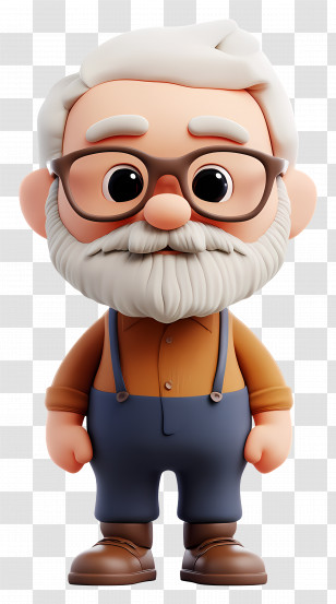 Cartoon Old Man - Old Man Cartoon With Glasses Transparent PNG
