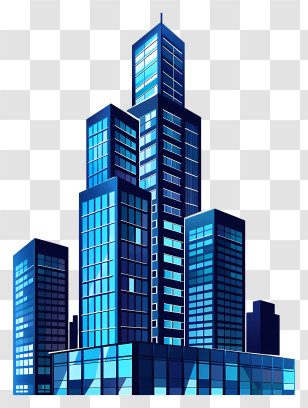 Building - Modern Blue Skyscraper Architecture Transparent PNG