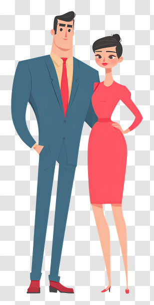 Couple In Formal Wear - Stylish Couple In Formal Attire Transparent PNG