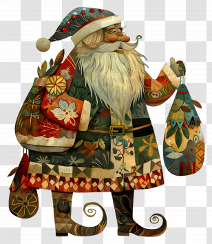 Santa Claus - Artistic Santa Claus Illustration For Christmas Transparent PNG