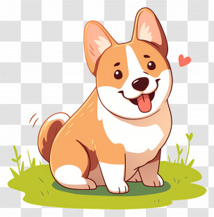 Cartoon Dog - Happy Corgi With Heart Transparent PNG