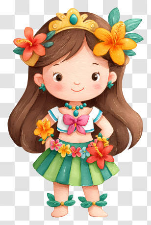 Cute Hawaiian Girl - Cute Hula Dancing Girl Transparent PNG