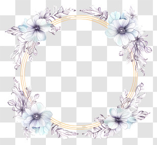 Watercolor Illustration - Elegant Floral Wreath Frame Design Transparent PNG