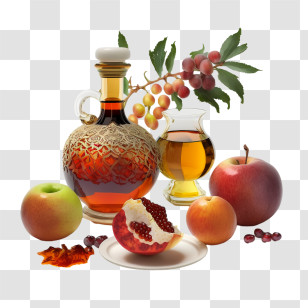 Rosh Hashanah - Fruit And Wine Still Life Transparent PNG