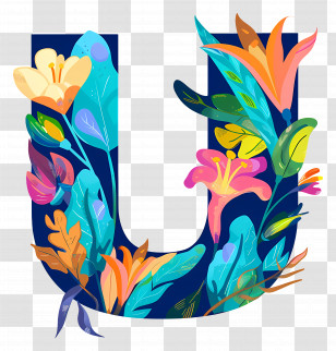 Letter U - Floral Letter U Typography Design Transparent PNG