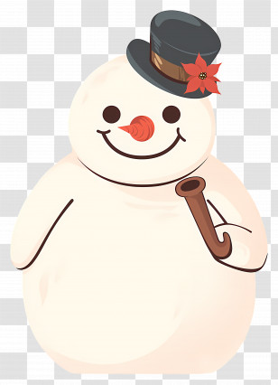 Frosty The Snowman - Snowman With Festive Hat And Pipe Transparent PNG