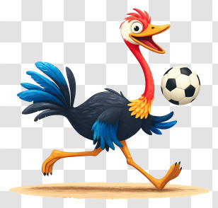 Playful Cartoon Ostrich - Soccer Ostrich Playing Ball Transparent PNG