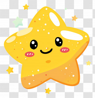 Kawaii Star - Yellow Star With Cute Face Transparent PNG
