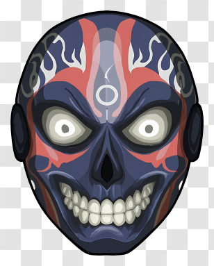 Colorful Mask - Scary Skull Mask With Flames Transparent PNG