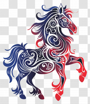 Chinese Zodiacs - Artistic Decorative Horse Illustration With Patterns Transparent PNG