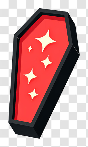 Spooky Bursting Coffin - Red Coffin With Stars For Halloween Transparent PNG