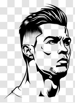 Cristiano Ronaldo - Stylized Black And White Portrait Transparent PNG