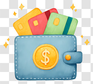 Digital Wallet Icon - Cute Wallet With Credit Cards Transparent PNG