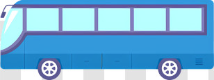 Blue Bus - Blue Cartoon Bus Design With Windows Transparent PNG