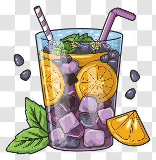 Drink - Refreshing Fruit Drink With Ice And Lemon Transparent PNG