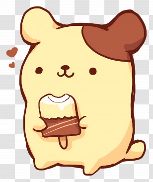 Pompompurin - Cute Cartoon Dog Eating Cake Transparent PNG