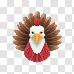 Turkey - Illustration Of Bird Head With Feathers Transparent PNG