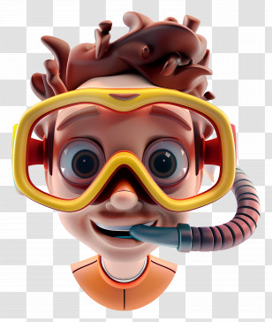 Snorkling - Cartoon Scuba Diver With Goggles And Snorkel Transparent PNG