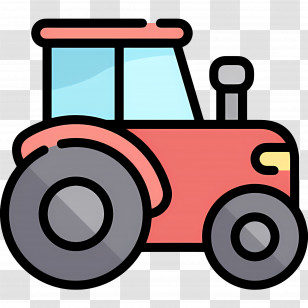 Tractor - Red Farm Tractor Cartoon Image Transparent PNG