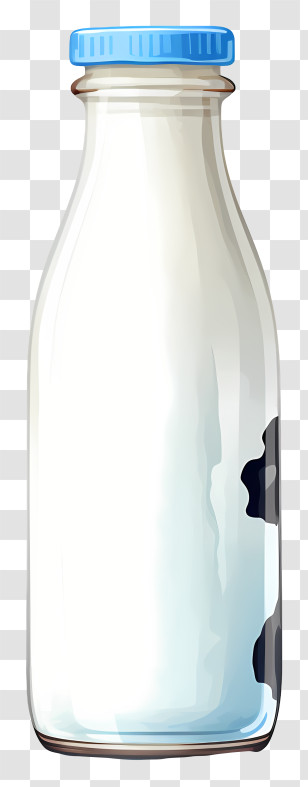 Glass Bottle - Milk Bottle With Blue Cap Transparent PNG