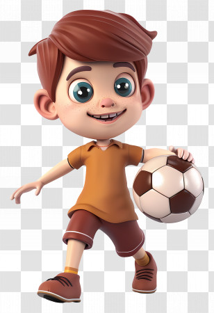 3d Cartoon Boy - Boy Playing With Soccer Ball Transparent PNG
