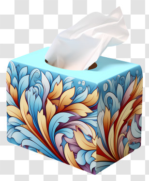 Multicolored Paints Tissue Box - Floral Design Decorative Tissue Box Transparent PNG