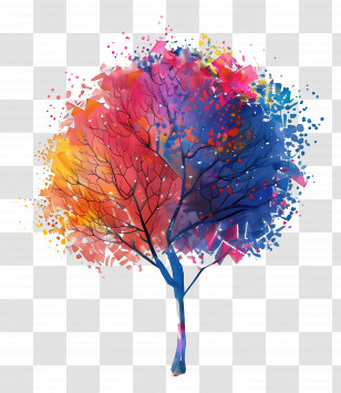 Tree - Abstract Colorful Tree Artwork Transparent PNG