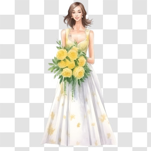 Wedding Dress
 - Bride With Yellow Flowers Transparent PNG