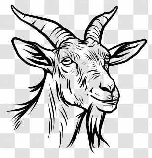Goat - Detailed Goat Head Sketch Transparent PNG