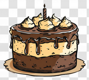 Chocolate Cake - Chocolate Birthday Cake With Candle Illustration Transparent PNG
