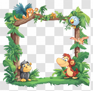 Cartoon Frame - Jungle Animals Frame Transparent PNG