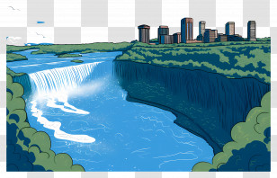 Niagara Falls - Urban Waterfall With City Skyline Transparent PNG
