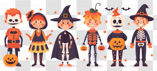 Halloween Kids - Kids In Halloween Costumes Illustration Transparent PNG