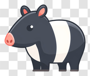 Malayan Tapir - Cute Black And White Tapir Transparent PNG