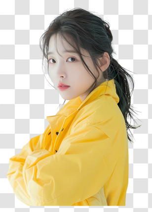 Iu - Stylish Woman In Yellow Jacket Transparent PNG