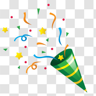 Confetti - Festive Party Popper With Colorful Confetti Transparent PNG