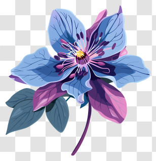 Alaska State Flower - Blue And Purple Flower Illustration Transparent PNG