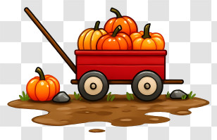 Pumpkin Wagon - Pumpkin Wagon In Mud Transparent PNG