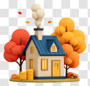 Cozy Fall Scene - Autumn Home Savings Illustration Transparent PNG