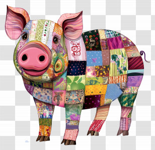 Patchwork Pig - Patchwork Pig Illustration Transparent PNG