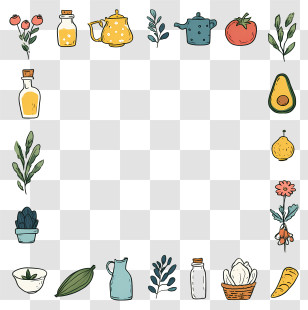 Food Frame - Doodle Food Frame With Vegetables Transparent PNG